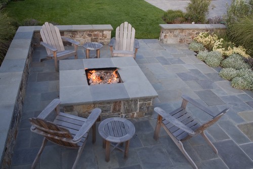 patio square pit fire firepit bluestone outdoor backyard stone traditional landscape garden designs fireplace architecture shades houzz pits built outside